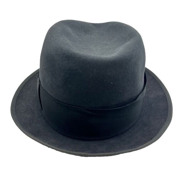 Vintage‎ 1950s John B. Stetson Royal De Luxe Black Fedora Hat  Size 7-1/4 - Picture 2 of 8